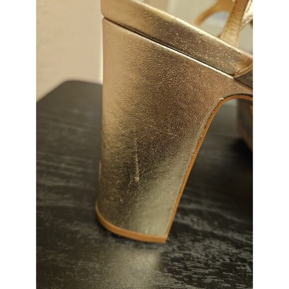 New! Schutz KEEFA Metallic Gold Leather Platform Sandal Size 8B $158 - Picture 14 of 16